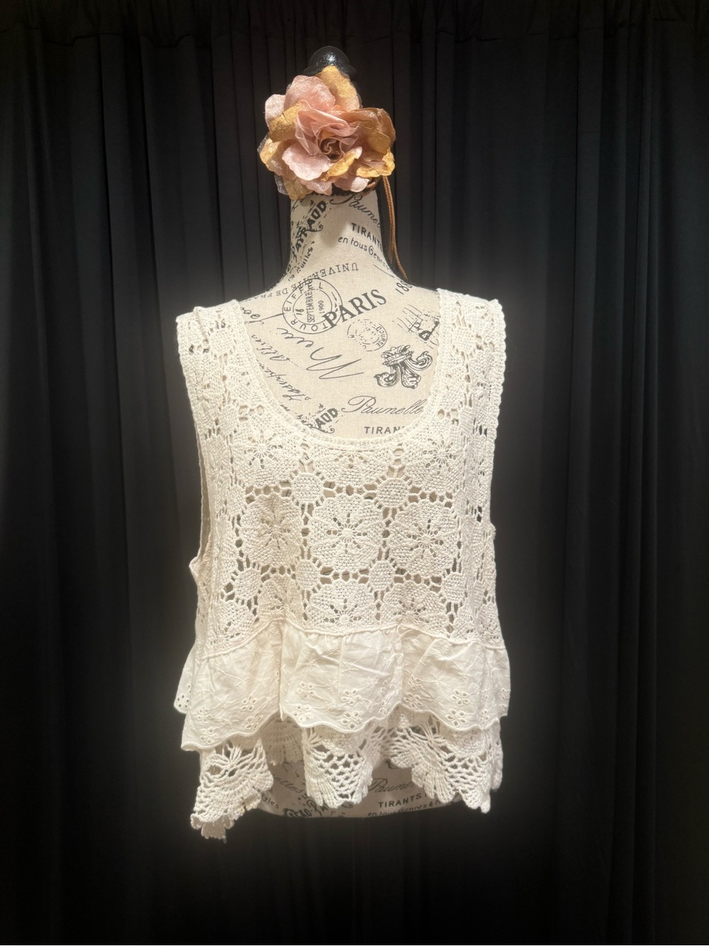 POL Crochet Ruffle Tank Top